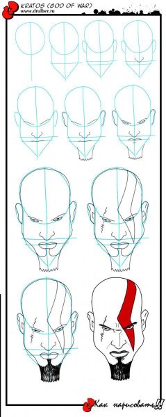 Кратос поэтапный рисунок