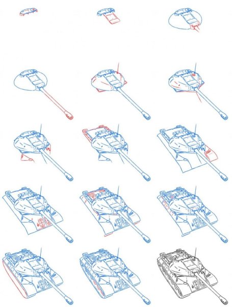 Как рисовать танк кв 2 поэтапно