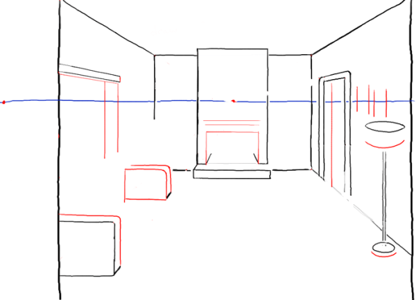Поэтапное рисование комнаты