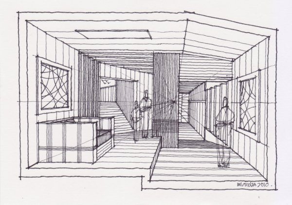Фронтальная перспектива интерьера