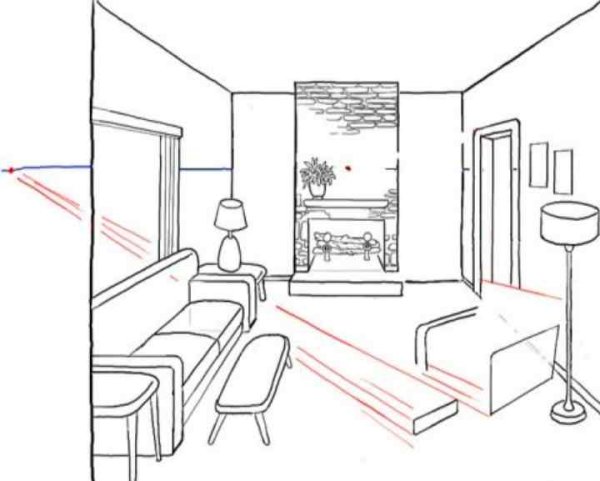 Рисование интерьера в перспективе