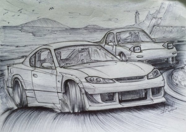 Nissan Silvia s15 карандашом
