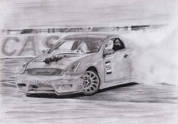 Машины в дрифте карандашом