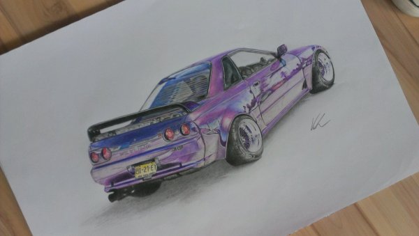 Nissan Skyline GTR r32 карандашом