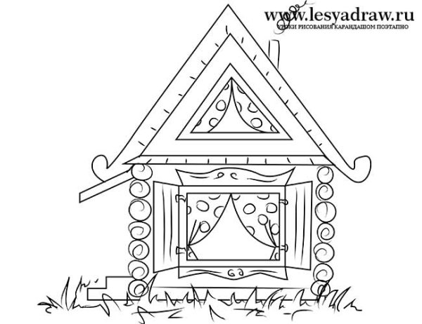 Изба раскраска для детей
