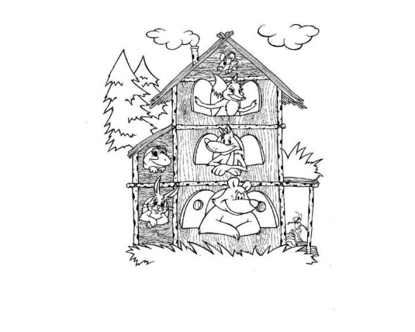 Терем Теремок раскраска