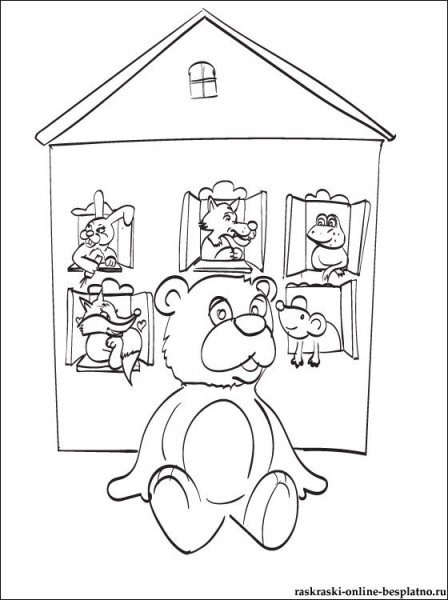 Теремок раскраска для детей 2-3 лет