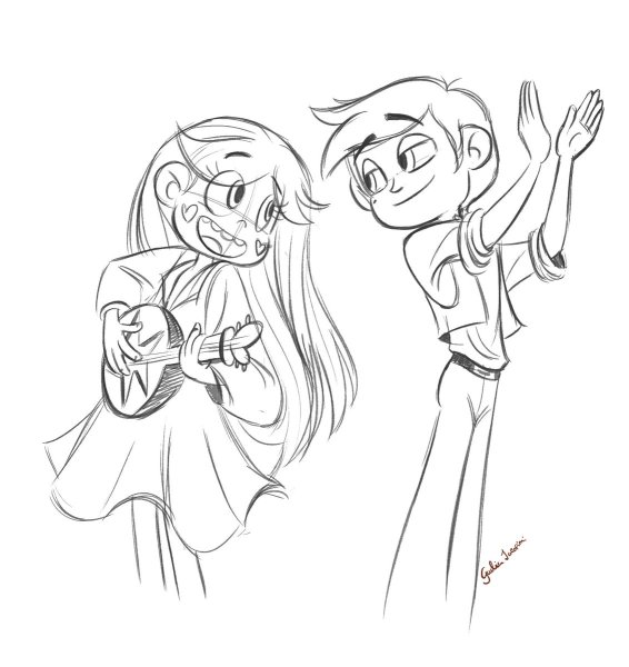 Звездочка Баттерфляй и Марко карандашом