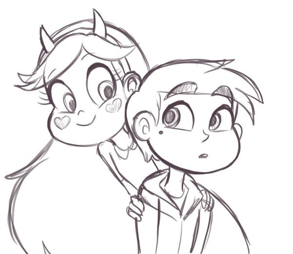 Звёздочка Баттерфляй и Марко черно белые