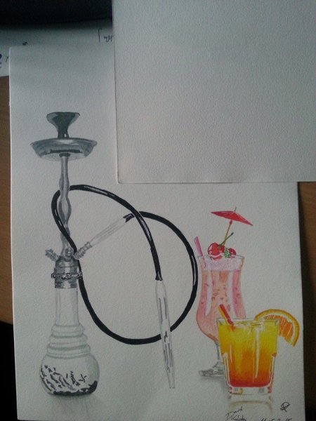 Нарисовать кальян карандашом