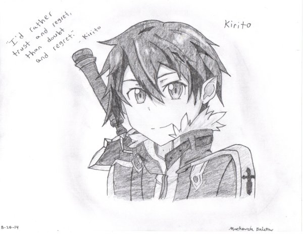 Портрет Кирито карандаш