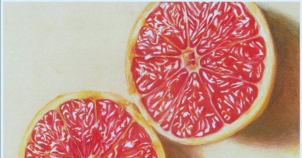 Грейпфрут акварелью