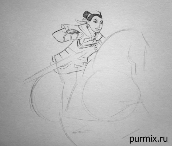 Мулан простым карандашом