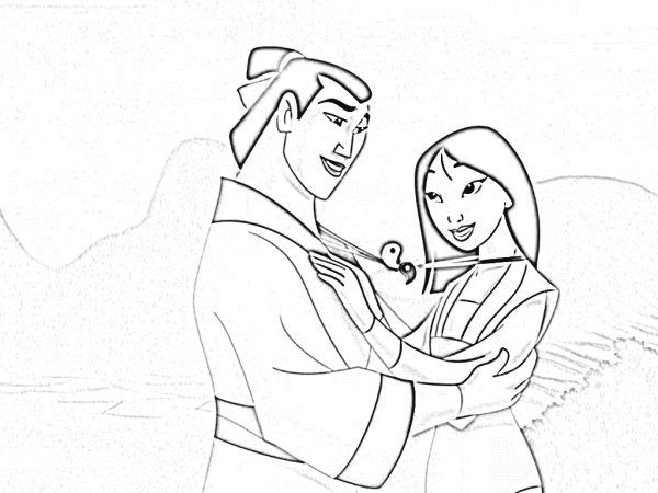 Мулан и Шанг раскраска