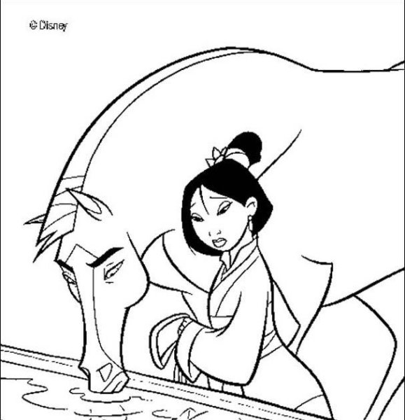 Мулан на коне раскраска