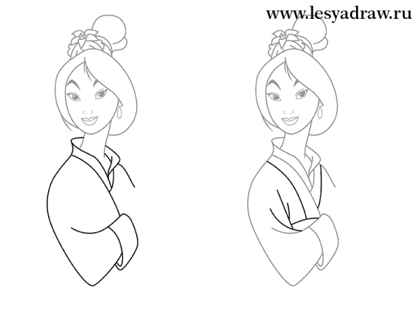 Принцесса карандашом пошагово