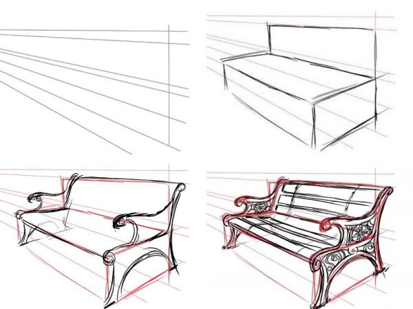 Скамья в перспективе
