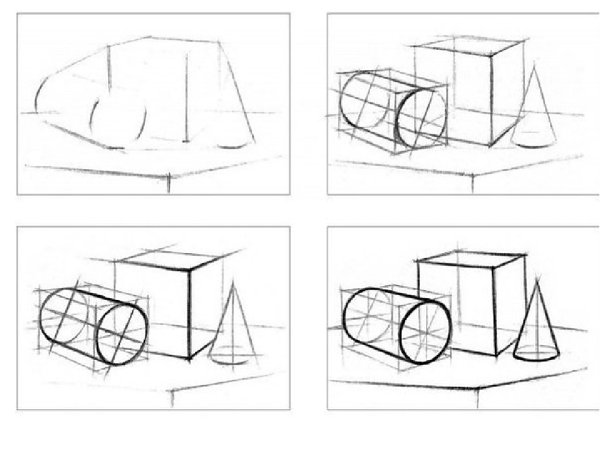Этапы рисования геометрических тел