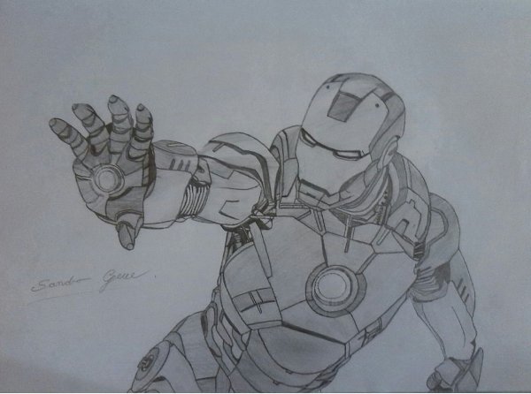 Железный человек карандашом