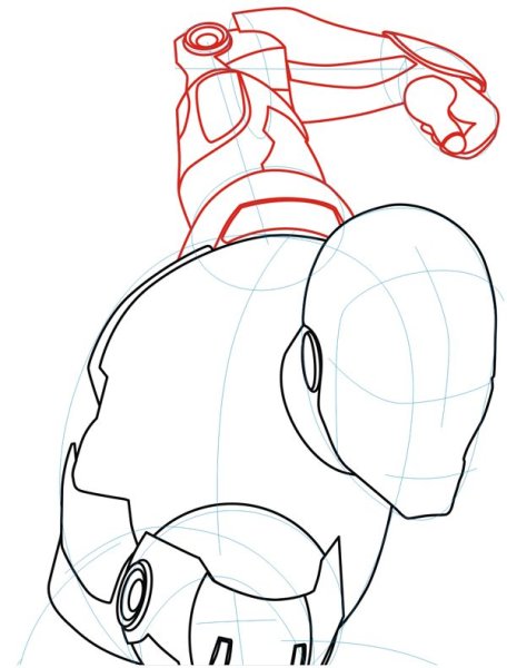 Голова железного человека карандашом