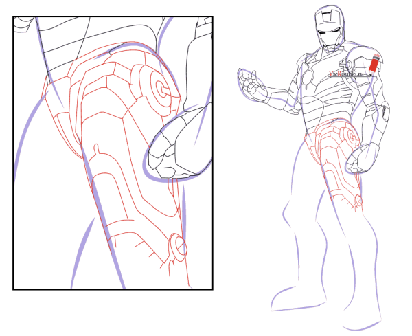 Поэтапное рисование железного человека