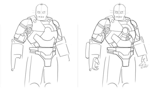 Поэтапное рисование железного человека