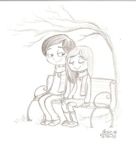 Рисунки влюбленных мультяшные и легкие