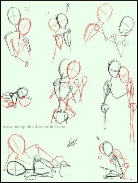 Позы для рисования пары пошагово