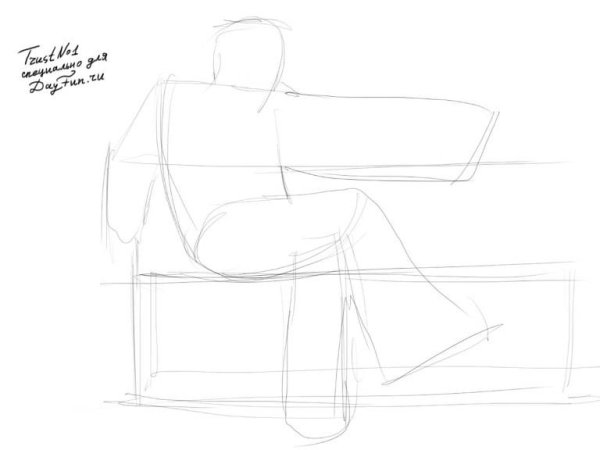 Рисование сидящего человека поэтапно