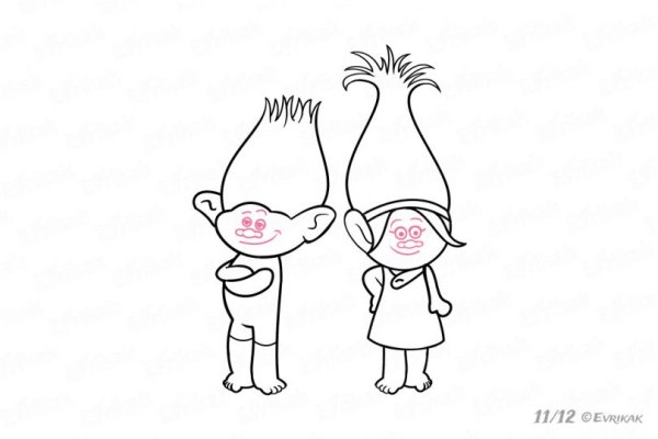 Тролли рисунок поэтапно