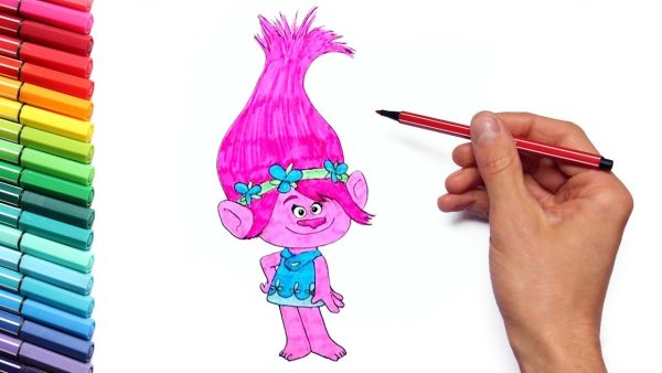 Розочка из троллей карандашом