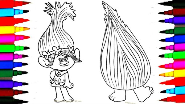 Тролли раскраска цветная