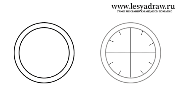 Поэтапное рисование часов