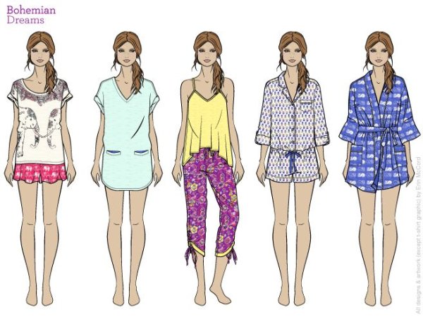 Эскизы домашняя одежда для девушек