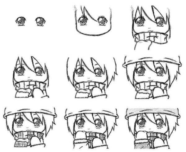 Рисунки для срисовки пошагово аниме