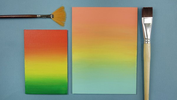 Переход цветов гуашью