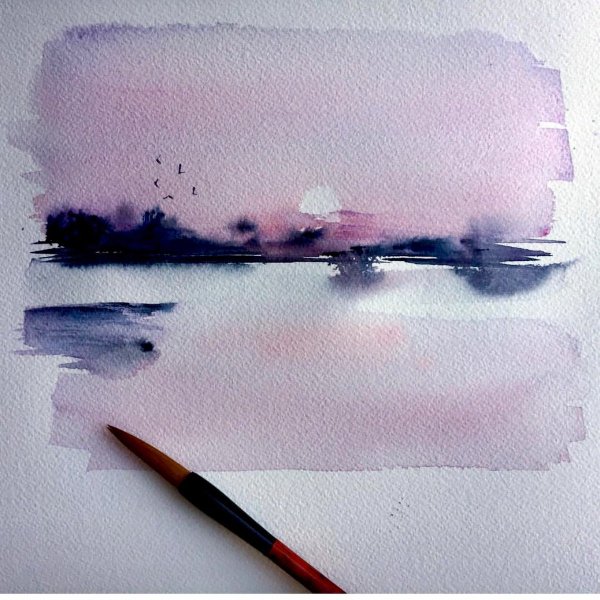 Рисование акварелью по сырому