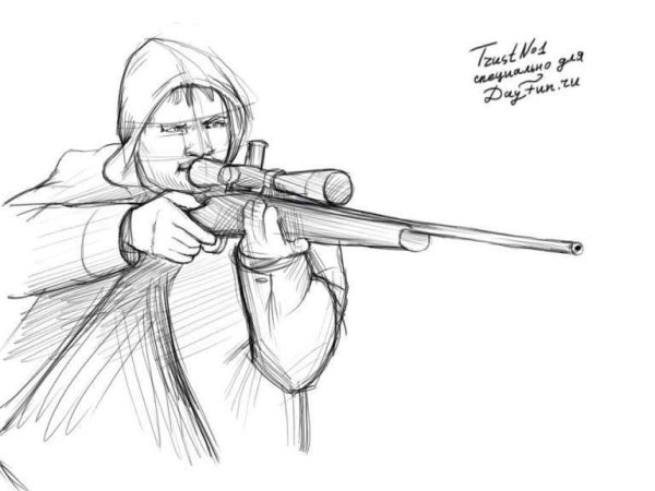 Нарисовать винтовку пошагово