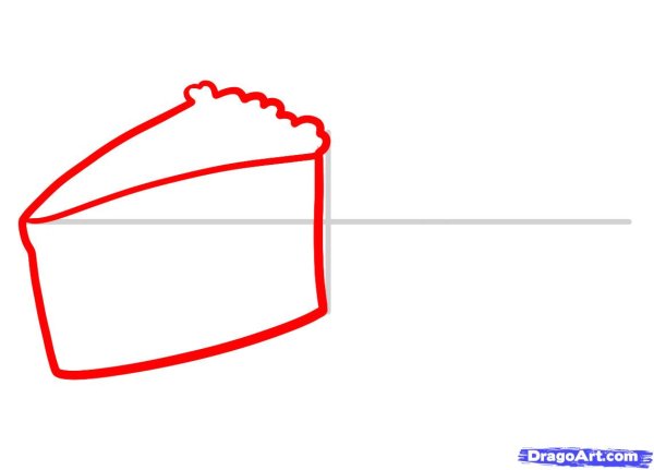 Рисовать кусок торта поэтапно