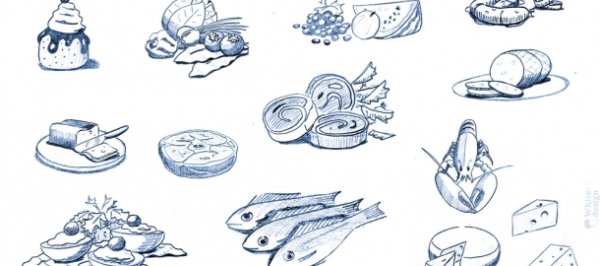 Еда нарисованная карандашом