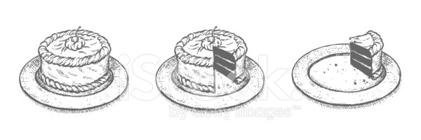 Блюдце с тортом карандашом