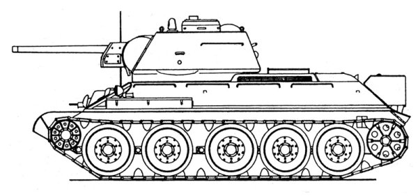 Танк т-34 рисунок боком