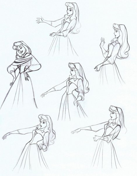 Поэтапное рисование спящей красавицы