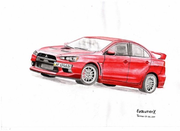 Mitsubishi Lancer Evolution x рисунок