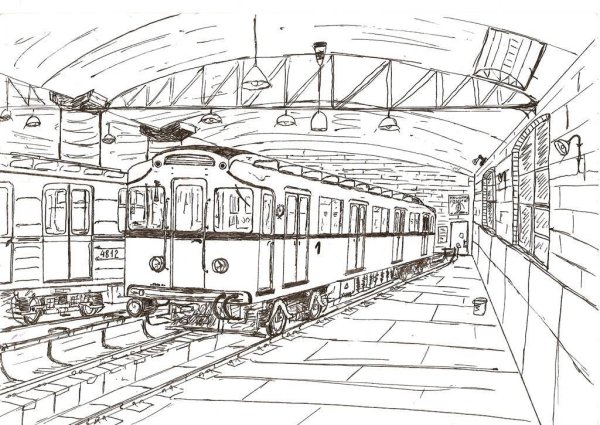 Поезд метро раскраска