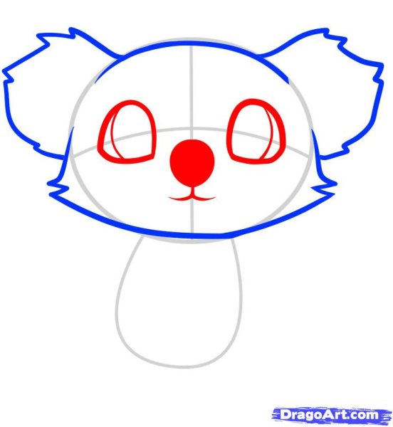 Поэтапное рисование коалы для детей