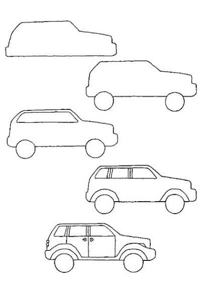 Нарисовать машину карандашом ребенку
