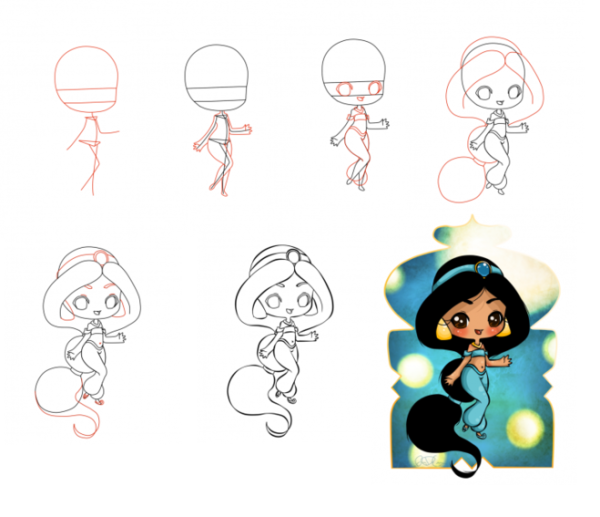 Поэтапное рисование принцессы