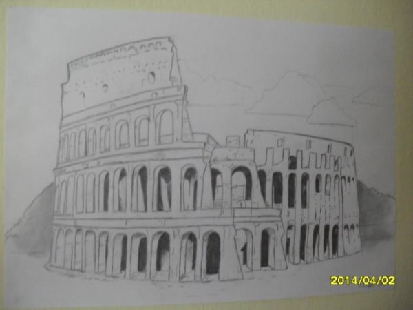 Колизей в Риме карандашом