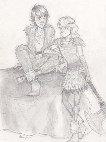 Иккинг и Астрид карандашом